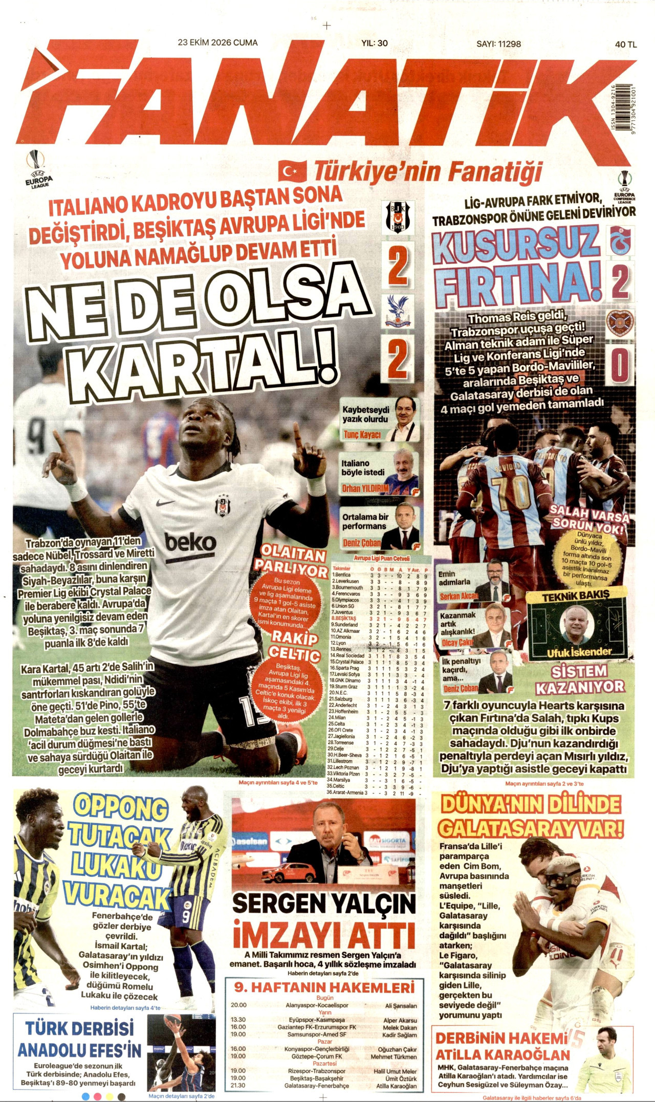 Fanatik Gazetesi 24 Ekim 2026 Cumartesi Manşeti Büyük Boyut