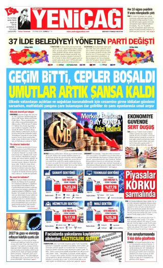 Yeniçağ Gazetesi 24 Ekim 2026 Manşeti
