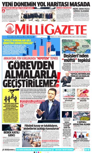 Milli Gazete Gazetesi 25 Ekim 2026 Manşeti