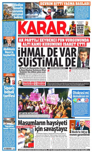 Karar Gazetesi 27 Ekim 2026 Manşeti