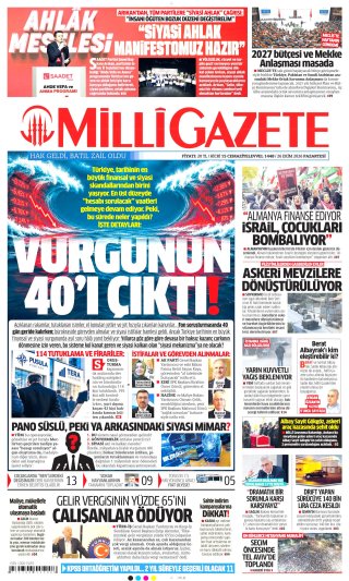 Milli Gazete Gazetesi 27 Ekim 2026 Manşeti