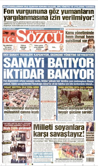 Sözcü Gazetesi 27 Ekim 2026 Manşeti