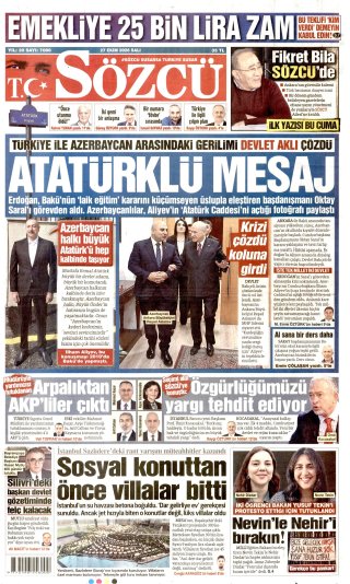 Sözcü Gazetesi 28 Ekim 2026 Manşeti