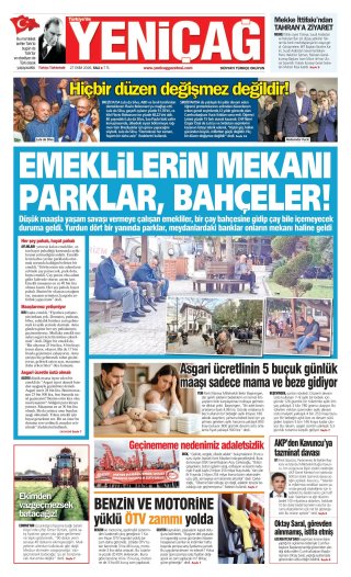 Yeniçağ Gazetesi 28 Ekim 2026 Manşeti
