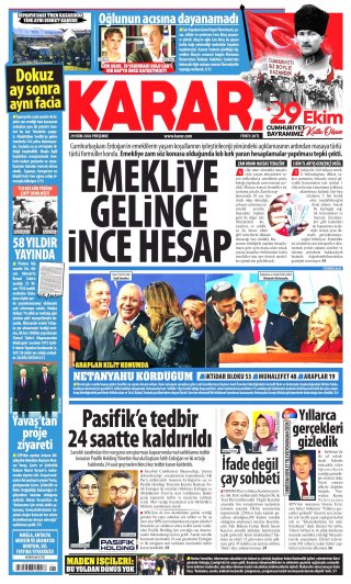 Karar Gazetesi 29 Ekim 2026 Manşeti