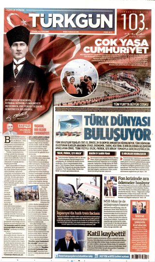 Türkgün Gazetesi 29 Ekim 2026 Manşeti