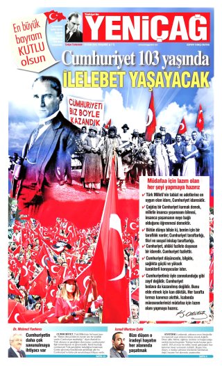 Yeniçağ Gazetesi 29 Ekim 2026 Manşeti