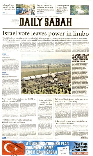 Daily Sabah Gazetesi 30 Ekim 2026 Manşeti
