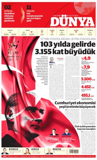 Dünya Gazetesi 30 Ekim 2026 Manşeti