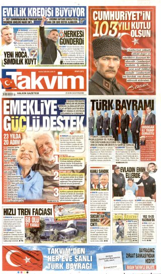 Takvim Gazetesi 30 Ekim 2026 Manşeti