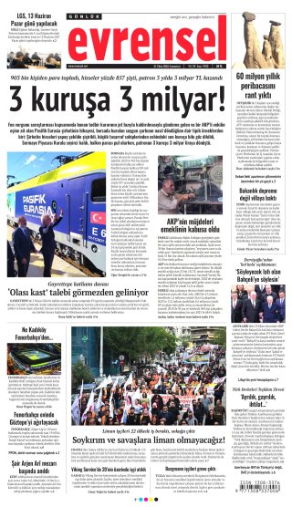 Evrensel Gazetesi 1 Kasım 2026 Manşeti