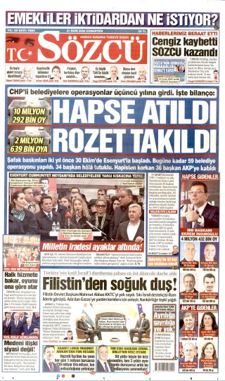 Sözcü Gazetesi 1 Kasım 2026 Manşeti