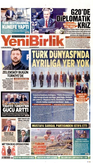 YeniBirlik Gazetesi 1 Kasım 2026 Manşeti